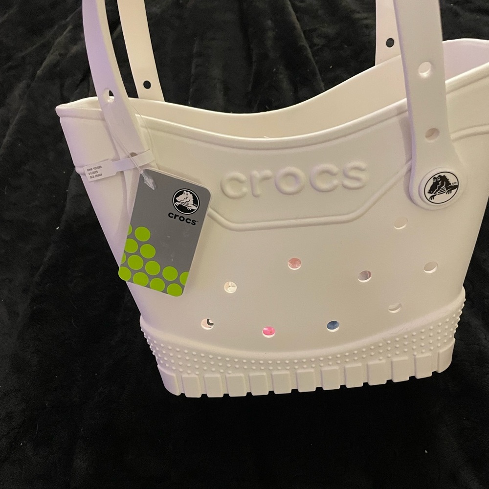 CROCS White Tote with Pink and White Charms